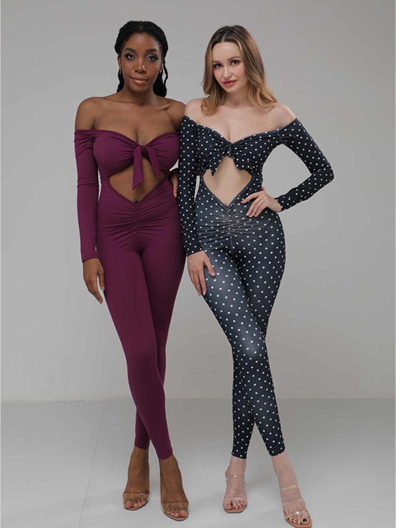 off shoulder long sleeves jumpsuit 