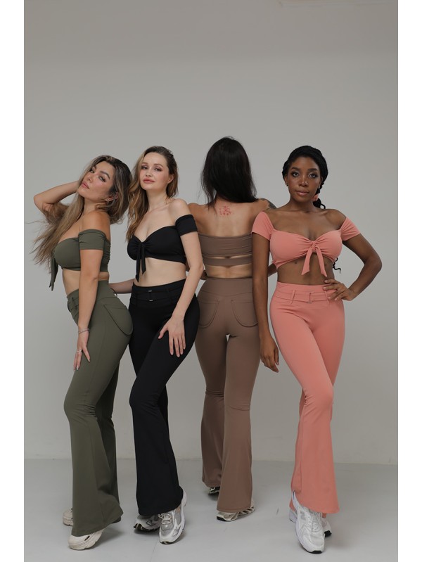 AFITWEAR original high-stretch waistband gym pants dance long legs slim slim pocket flared pants